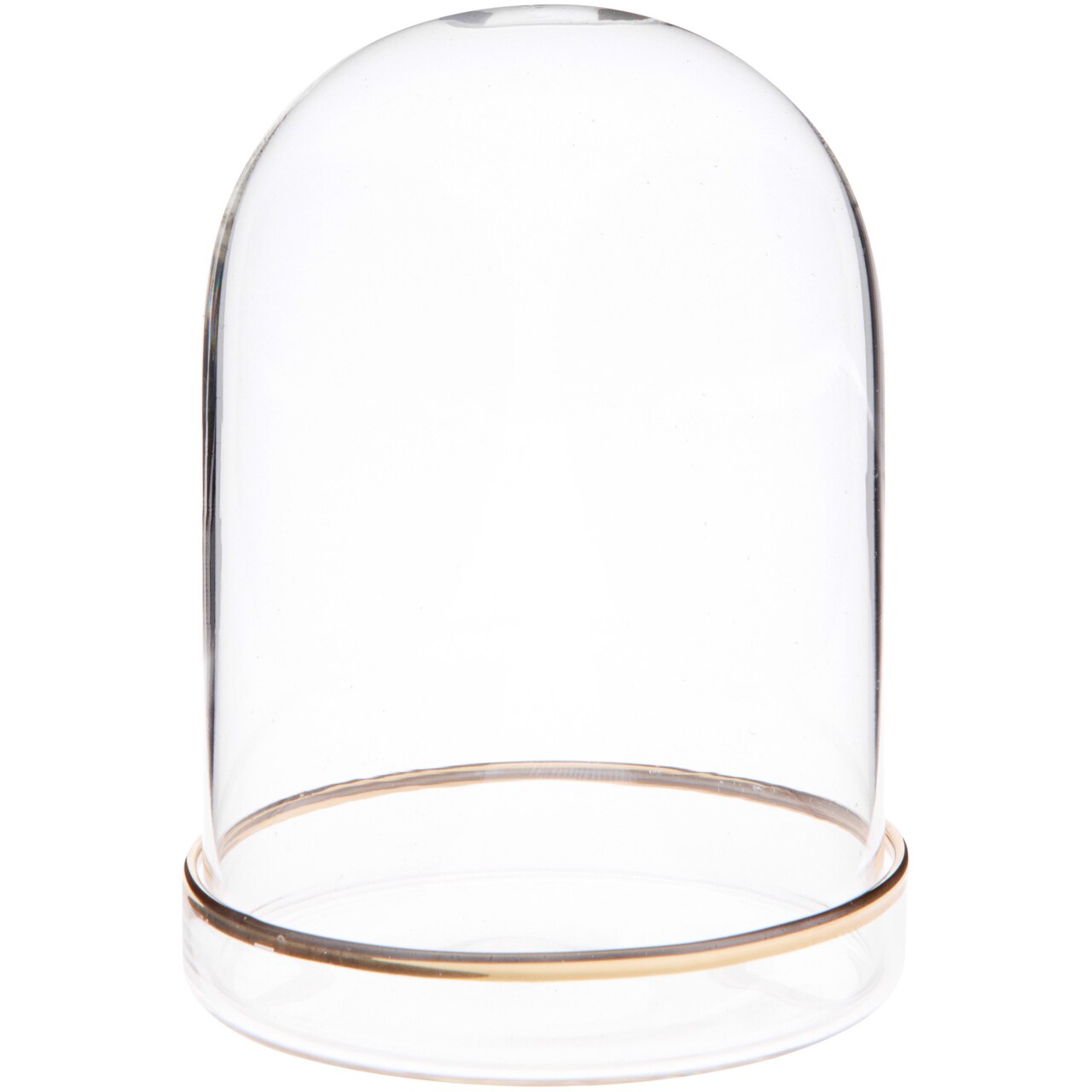Plymor 3" x 4" Glass Display Dome Cloche (Gold Rim Glass Tray Base)